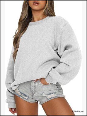 Vintage Crewneck Fleece Oversized Pullover Sweater Cute Top Preppy Clothes